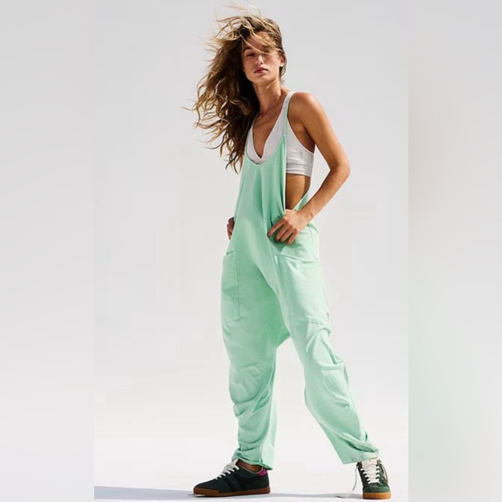 FP Movement Hot Shot Onesie Bright Jade Green Romper Free People NEW NWT - Picture 5 of 9